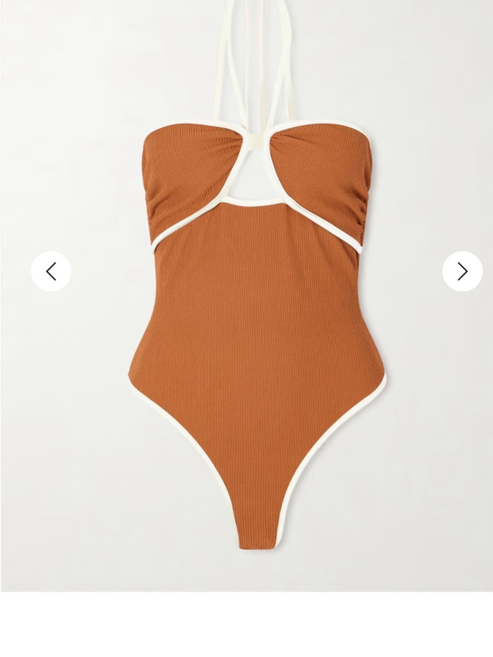 Ribbed Rust One-Piece Swimsuit with White Trim